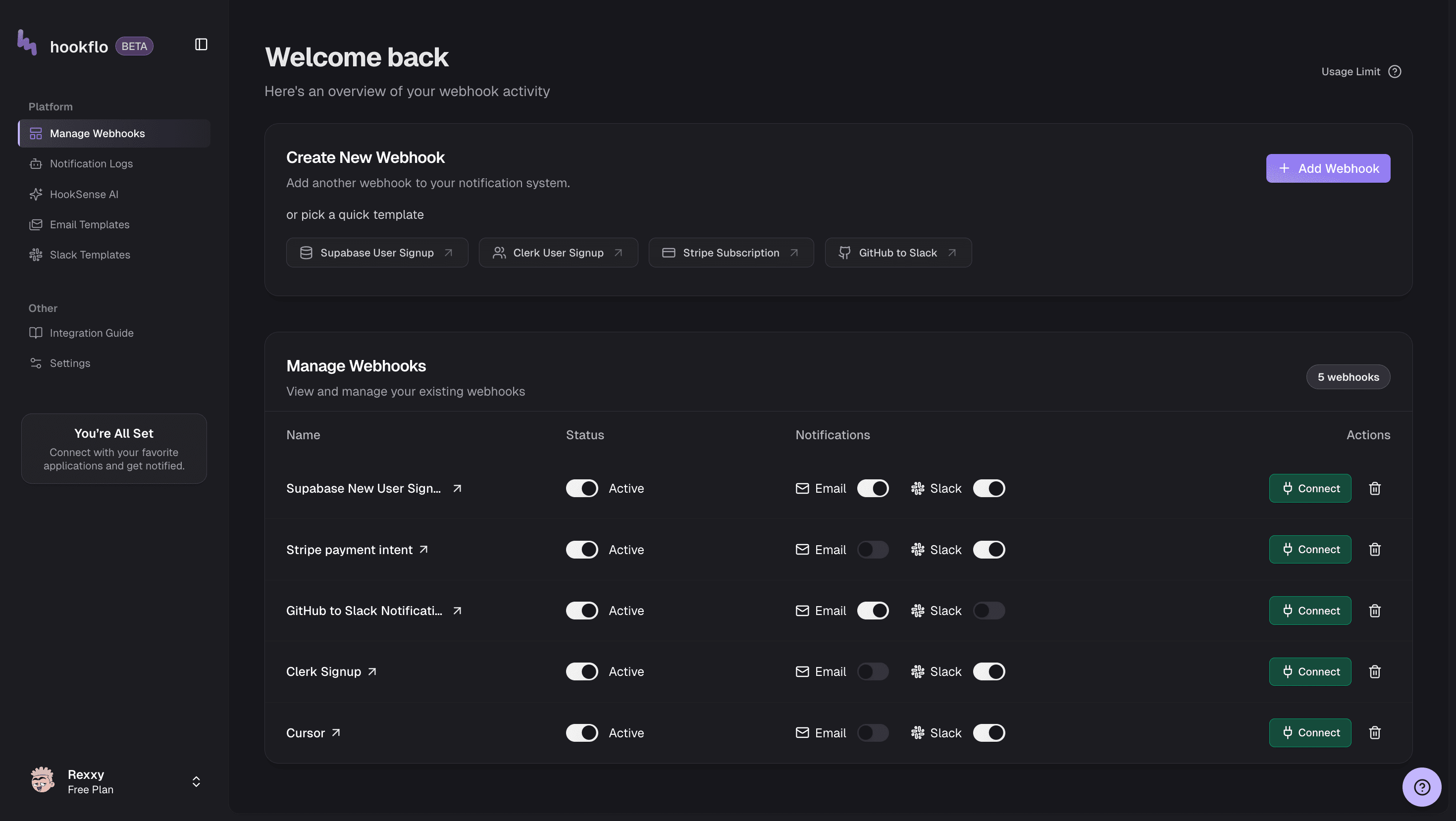 Webhook Dashboard Interface